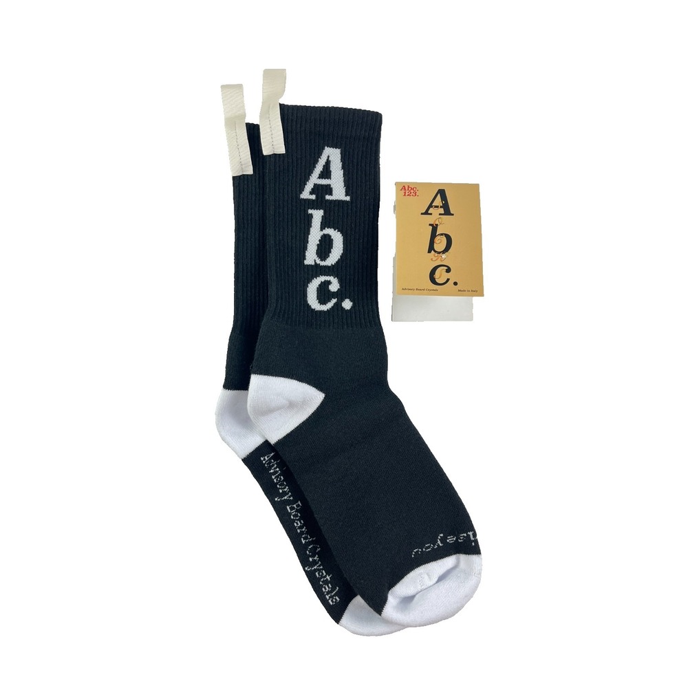 Advisory Board Crystals ABC 123 Socks Anthracite Crew Logo Rare NWT S/M